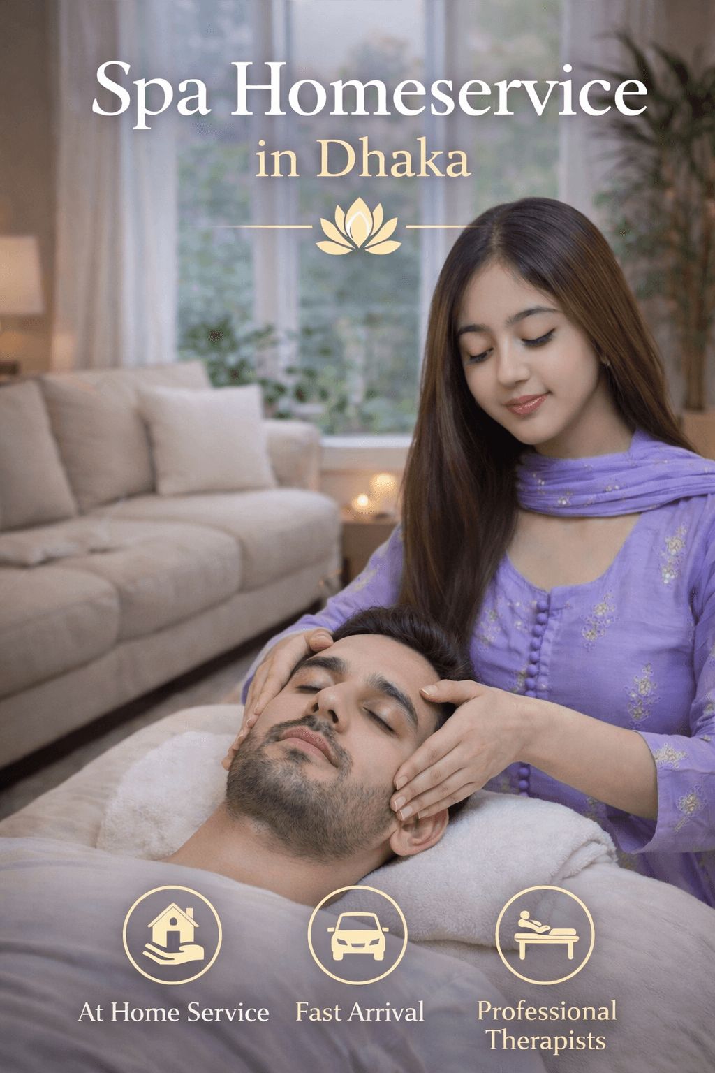 Relaxing massage therapy at home in Dhaka.