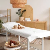 Dry Massage vs Oil Massage in a clean and relaxing massage room designed for professional spa treatments and wellness.