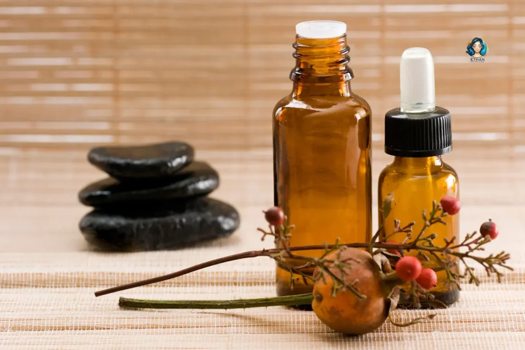 Dry Massage vs Oil Massage comparison featuring professional oil massage equipment, massage oils, towels, and spa accessories.